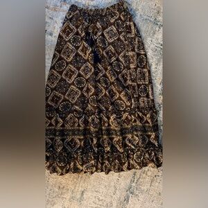 Chelsea & Theodore Brown Printed Maxi Skirt with Cream Accents